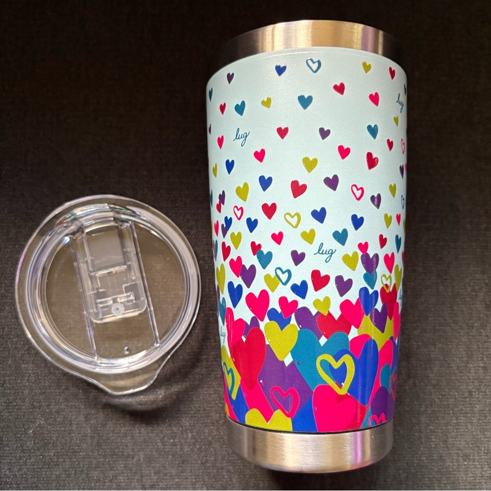 Lug Guzzle Insulated Tumbler / Mug - Hearts Multi